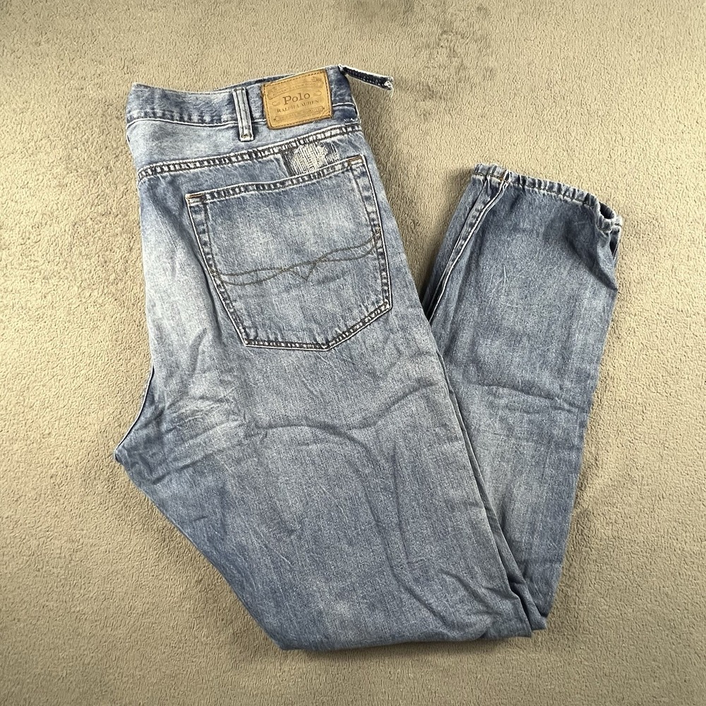 Polo Ralph Lauren Jeans Mens 38x36 Prospect Straight Medium Blue Wash Denim
